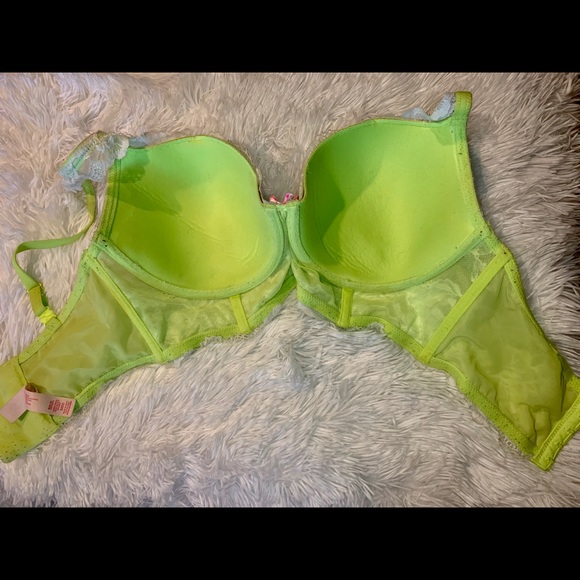 Victoria’s Secret Bright Neon Green Lace Bra - Picture 3 of 4